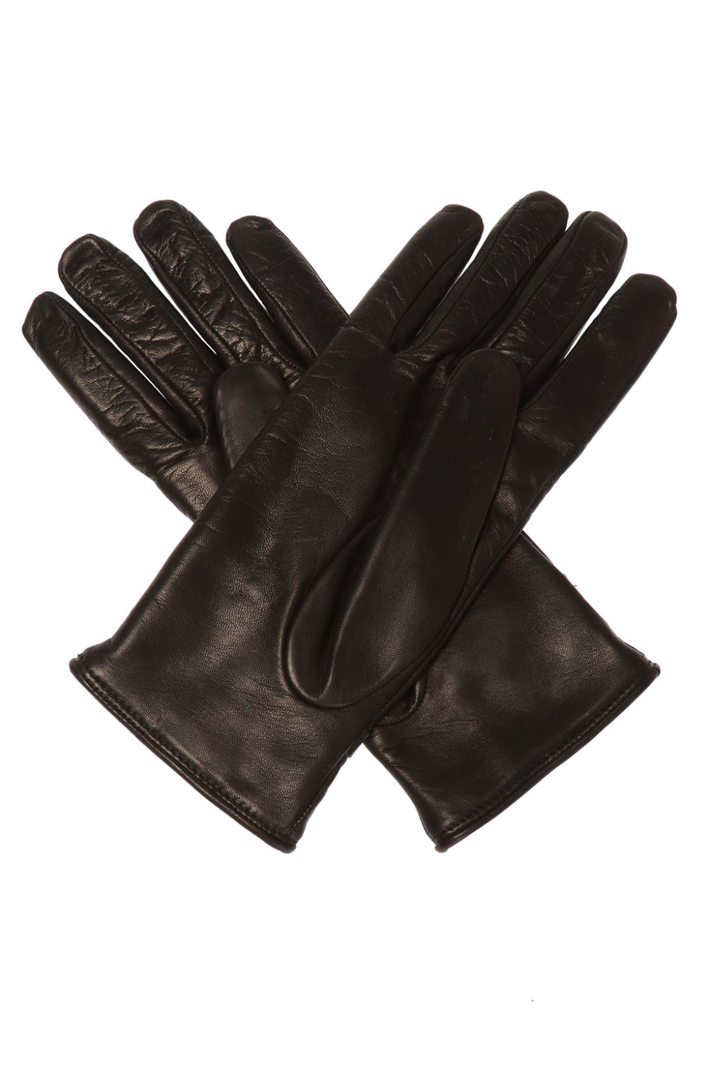 MOSCHINO レザー手袋 黒 Leather gloves with logo | Shop Online